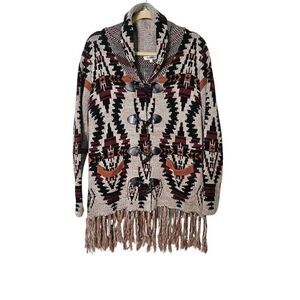 Violet Ruby tan and black after cardigan.  Size M.